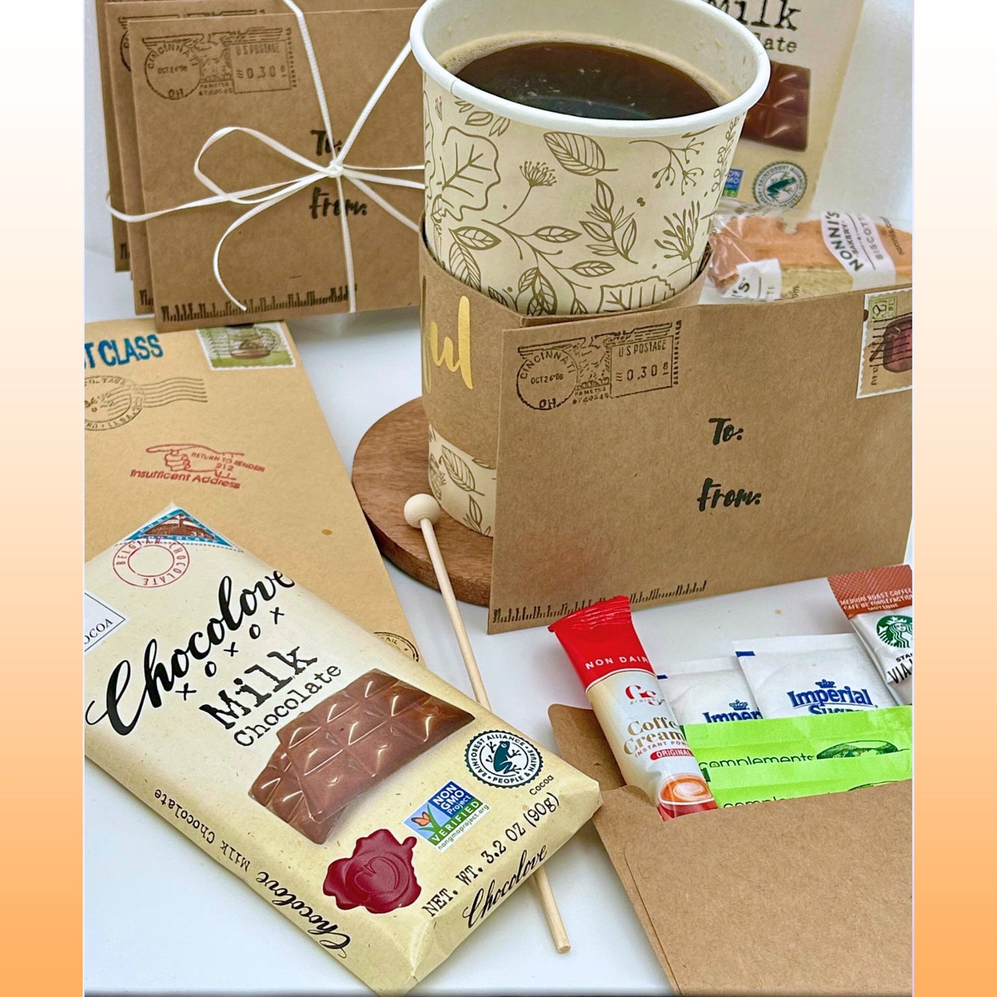 Week of Coffee Breaks Gift Box – Starbucks VIA, Biscotti Bundle, and Chocolate | Personalized Gift Option