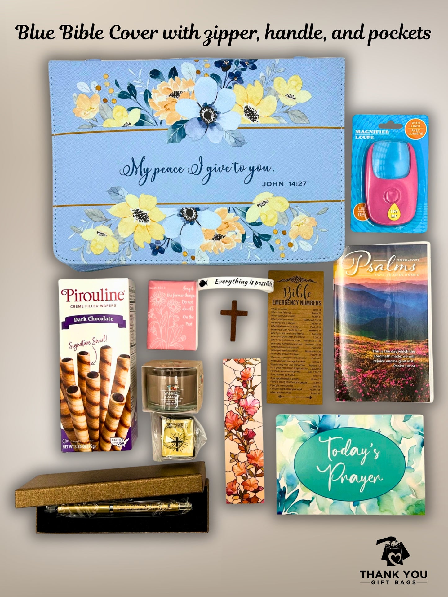 Bible Cover Gift Set for Women Christian Gift Box with Yankee Candle and Faith Items