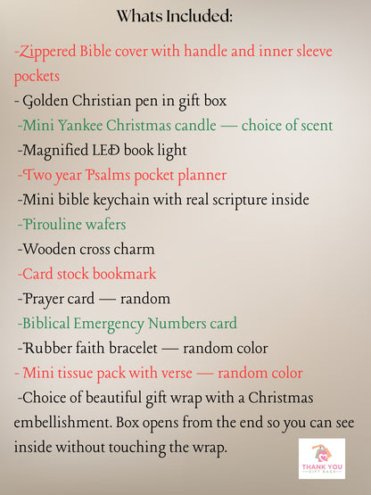 Bible Cover Gift Set for Women Christian Gift Box with Yankee Candle and Faith Items