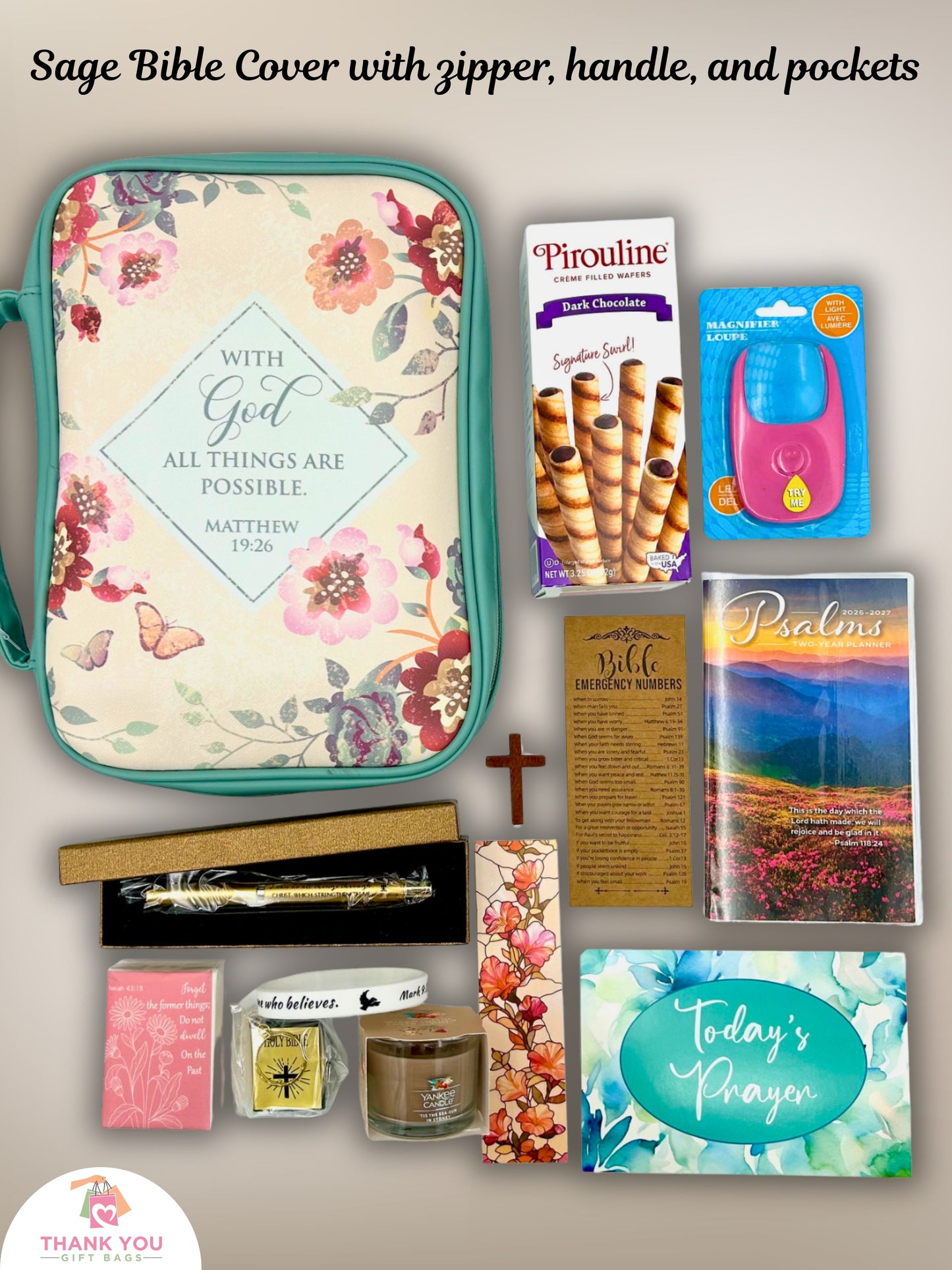 Bible Cover Gift Set for Women Christian Gift Box with Yankee Candle and Faith Items