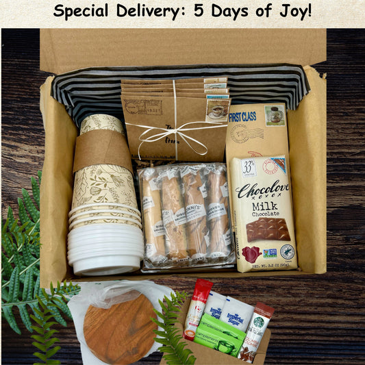 Week of Coffee Breaks Gift Box – Starbucks VIA, Biscotti Bundle, and Chocolate | Personalized Gift Option